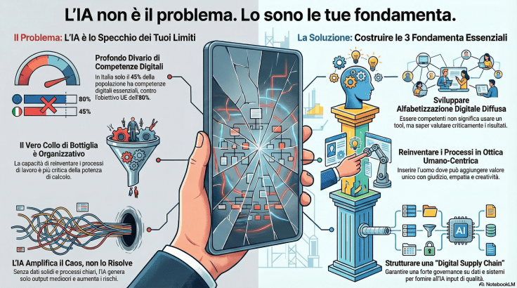 L’intelligenza artificiale non è un problema tecnologico, è uno specchio spietato che riflette tutti i limiti organizzativi che le aziende hanno ignorato per vent’anni.